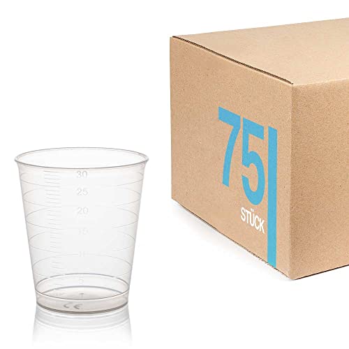 Tuuters 75 Medikamentenbecher, 30ml – bruchsicher, Schnapsbecher, Medizinbecher (Transparent) von Tuuters