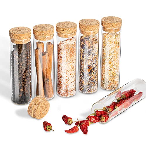 Tuuters Glas Gewürzgläser-Set 6 Stück mit Korken od. Verschluss (130 x Ø30 mm, Griffkorken) von Tuuters