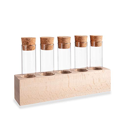 Tuuters Holz Gewürzregal mit Reagenzgläser und Korken, Gewürzregal, Gewürzboard Vase (50ml Gläser) von Tuuters