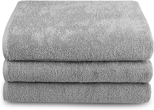 Tuva Home 3X Handtuch Set Baumwollhandtuch 100x200cm Wellness Spa Saunatuch Badetuch Professionelles Frotteehandtuch 100% Baumwolle Massageliegenhandtuch Sonnenliegen Handtuch Strandhandtuch (Grau) von Tuva Home