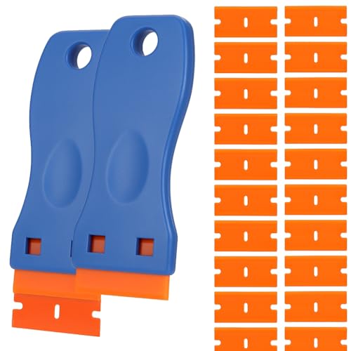 2 PCS Mini Kunststoff Schaber Mit 100 Ersatzklingen, Kunststoffschaber & Plastik Schaber Als Aufkleber Entferner Auto, Vignettenschaber, Abbeizer Für Kunststoff, Klebereste Entferner Fensterrahmen von Tuwonwa