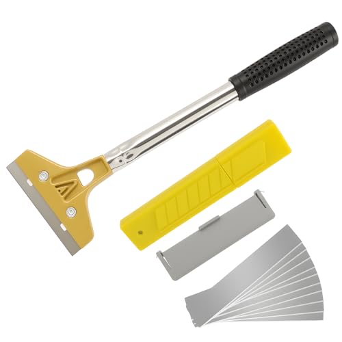 Tapetenentferner Mit 10 Klinge Griff, Bodenschaber Für Teppichkleber Entferner Und Tapeten Entfernen, Teppichstripper Für Bodenbeläge, Stachelwalze Tapete & Tapetenentferner Für Renovierung von Tuwonwa
