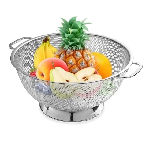 Edelstahl Spülkorb mit Sieb, abtropfsieb edelstahl, sieb edelstahl, Abtropfsieb Seiher für Nudeln Obst Reis Gemüse, Spülmaschinenfest (Φ 28.5 cm) von Tuwyii