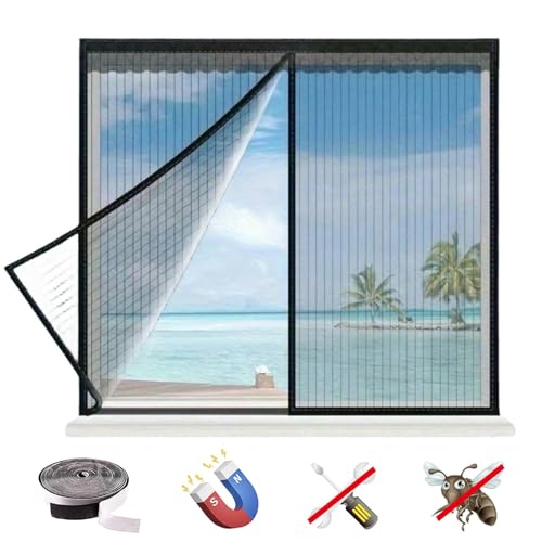 Fliegennetz Fenster, Moskitonetz Fenster, 100x120cm Selbstklebendes moskitonetz fenster, mit selbstklebendem doppelseitigem Klebeband und Cutter hält Käfer, Fliegen, Mücken Draußen von Tuwyii