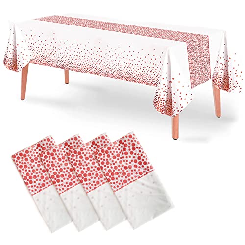 Einweg-Plastiktischdecken, 4 Pack weiße und rosa Pailletten Tischdecke 54 "x 108" Party Tisch Abdeckung Tischläufer für Rechtecktische bis zu 8 ft und Geburtstagshochzeit Weihnachten Neujahr Bankett von Tuxiaobu