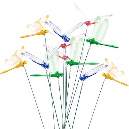 Tuxiaobu 12 Stück Libelle Dekoration Stakes 3D Garten Dekor Libellen zum Basteln Drachenfliegen Dekostecker von Tuxiaobu