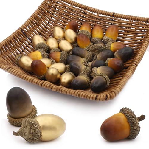 Tuxiaobu Künstliche Gefälschte Früchte Mini Eicheln Aesthetic Deko Obst, Kunst Früchte Faux Eichelimitation Zuhause Küche Dekor Tischdekoration Party Dekorationen, 30 Stück Gemischt Eicheln von Tuxiaobu