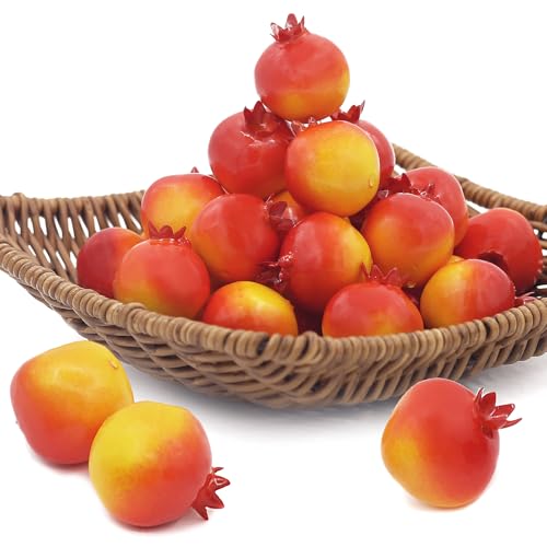 Tuxiaobu Künstliche Gefälschte Früchte Mini Granatäpfel Aesthetic Deko Obst, Kunst Früchte Faux Granatapfel Zuhause Küche Dekor Tischdekoration Party Dekorationen, 30 Stück Granatäpfel von Tuxiaobu