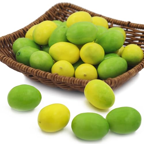 Tuxiaobu Künstliche Gefälschte Früchte Mini Zitronen Aesthetic Deko Obst, Kunst Früchte Faux Zitrone Zuhause Küche Dekor Tischdekoration Party Dekorationen, 30 Stück Gemischte Zitronen von Tuxiaobu