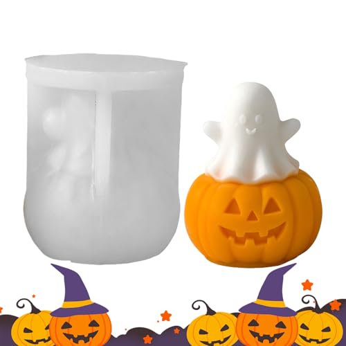 Tuxuseo 3D Kürbis Silikonform - Halloween Geist mit Kürbis Form für Kerzen,Antihaft Handwerkform Für Schokolade Muffins Dessert Kerzen Seifen Resin Kunst von Tuxuseo