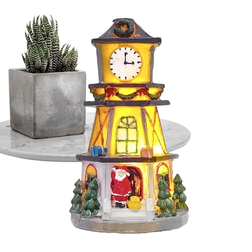 Tuxuseo Beleuchtetes Weihnachtsdorf - Beleuchtete Dekorative Uhrenturm-Dekoration,Weihnachtsdekoration Tisch Mittelpunkt Für Schlafzimmer Büro Wohnzimmer Fensterbank Familientreffen Und Party Planer von Tuxuseo