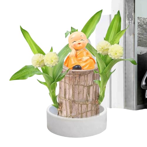 Tuxuseo Brasilianisches Glücksholz | Schreibtischpflanzen Dekoration Für Zuhause | Glücksbringende Holzdekoration Mit Mönchstatue Für Studentenwohnheim Schlafzimmer Balkon Badezimmer Terrasse von Tuxuseo