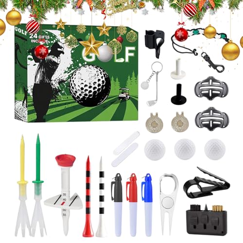 Tuxuseo Golf Adventskalender 2025 | 24 Golf Weihnachts Countdown Kalender | Golfbällen Werkzeugset Countdown Kalender - Für Golfliebhaber von Tuxuseo