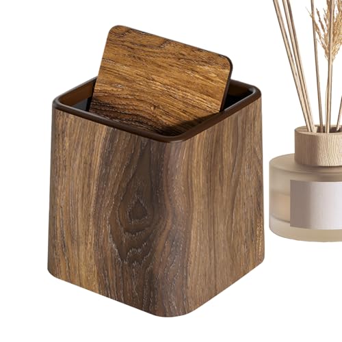 Tuxuseo Schreibtisch Mülleimer - Schreibtischmülleimer Abfalleimer | Retro Abfalleimer mit Deckel, Platzsparender Recyclingbehälter für Schlafzimmer, Kinderzimmer, Küche und Wohnheim von Tuxuseo