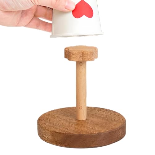 Tuxuseo Stabiler Holz Becherhalter,Stilvoller Aufbewahrungsständer Für Tassen | Dekorativer Becherspender Für Küche Camping Büro Wohnheim Badezimmer Cafeteria Nachttisch von Tuxuseo