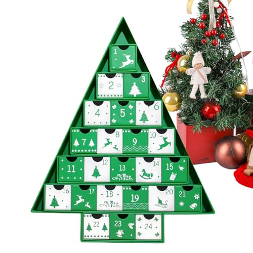 Tuxuseo Weihnachts Countdown Kalender Boxen - 24 Tage Adventskalender Zum Selbermachen,Festliche Deko Mit Nummerierten Fächern Für Jugendliche Erwachsene von Tuxuseo
