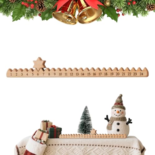 Tuxuseo Weihnachtskalender Countdown | 24 Tage 44,96 Cm Holz Desktop Dekoration | Abnehmbaren Sternmarkierungen - Countdown-Dekoration Für Zuhause, Kinder Und Familie von Tuxuseo