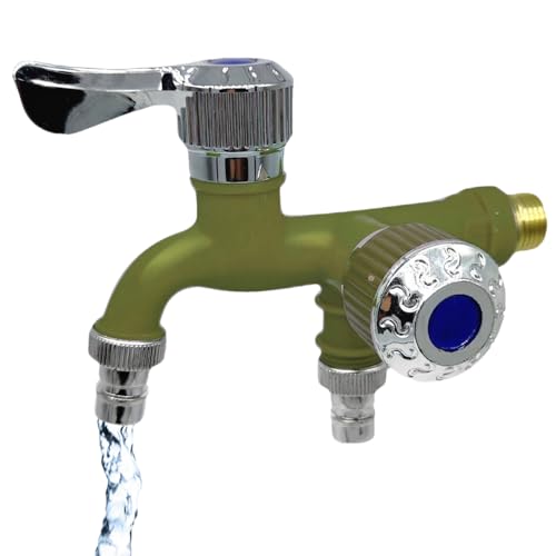 Tuxuseo Wischwasserhahn, Waschmaschine Wasserhahn Wasserumsteller, Galvanikprozess Wäschewannenhahn Gute Dichtleistung, auslaufsicherer Doppelgriffhahn mit Doppelventilkern von Tuxuseo
