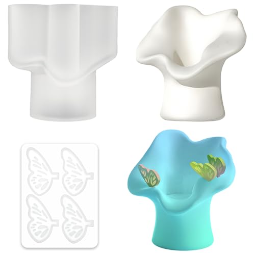 2 Stück Silikonform Gießform Teelichthalter Epoxidharz Form Kerzenhalter Silikonform Teelicht Kerzen Schale Kerzenständer Gipsform Schmetterling Silikon Gießform Teelichter Harz Kunsthandwerk von Tuxuzal