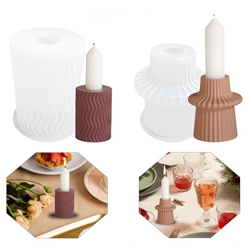 2 Stück Silikonform Kerzenhalter Gießform Stabkerzenhalter Silikon Gießformen Kerzenhalter Zylinder Silikonform Kerzenständer Beton Gipsform Kerzenform Silikon Epoxidharz Form Stabkerzen DIY Handwerk von Tuxuzal