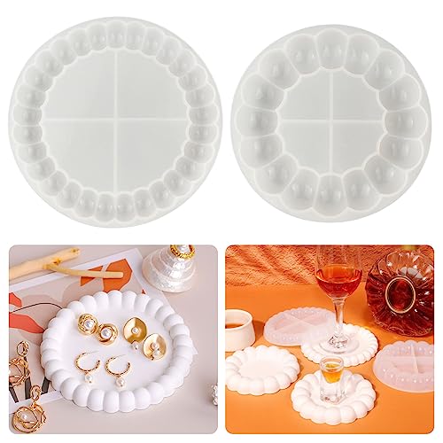 2 Stück Silikonform Untersetzer Bubble Epoxidharz Formen Untersetzer Resin Silikon Tablett Untersetze Gießform DIY Runde Beton Gießform Schale Silikonformen Teller für Teetablett Schmuckteller von Tuxuzal