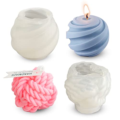 2 Stück Kerzenform Silikon Wollknäuel, Gießform Wollball Spirale Kugel, Epoxidharz Silikonform, Bubble Resin Wachsformen für Kerzen Seife Handwerk von Tuxuzal