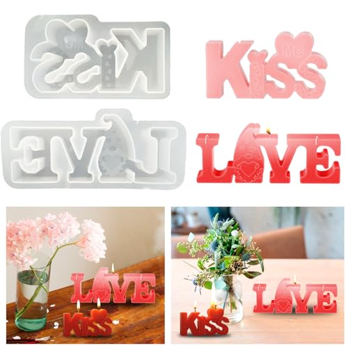 Silikonformen Gießformen Buchstaben Epoxidharz Formen Buchstaben Groß Silikonform Love Harzform Kerzen Gießen Formen Liebe Kerzenform Silikon Gießform für Valentinstag Muttertag Home Dekoration von Tuxuzal