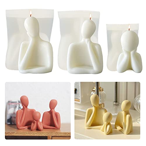 3 Stück Familie Silikonform Kerzen Silikonform Körper Kerzenform Silikon Figur Kerzenformen zum Gießen 3D Körper Gießform DIY Kerzengießformen für Duftkerze Heimdekoration Ornamente Handwerk von Tuxuzal