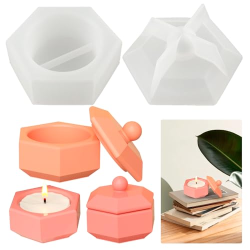 Tuxuzal Silikonform Kerzenhalter mit Deckel - Teelicht Gießform für Beton, Zement, Harz - Kerzenständer & Blumentopf Form - DIY Geschenk Tuxuzal Silikonform Kerzenhalter mit Deckel - Teelicht Gießform für Beton, Zement, Harz - Kerzenständer & Blumentopf Form - DIY Geschenk von Tuxuzal