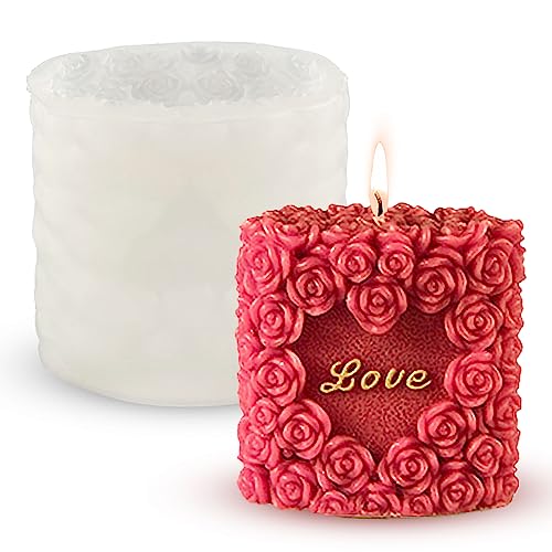 Rose Blume Kerzen Silikonform Herz Blume Kerzenform 3D Liebe Rosen Kerzen Formen Silikon Kerzenformen zum Gießen Rosenblumen DIY Kerzengießformen für Duftkerze Valentinstag Handwerk Ornamente von Tuxuzal