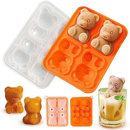 Silikon Eiswürfelformen Bär Mit Deckel - 3D Eiswürfelbehälter Und Kuchen Form - Tier Silikonform Für Eiswürfel, Schokolade, Pudding, Gelee von Tuxuzal