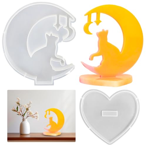 Silikonform Herz Epoxidharz Gießform Mond Katze Harzform Silikon Herzform Gießharz Liebe Ornamente Resin für Teelichthalter Haus Dekoration Silikonform Herz Epoxidharz Gießform Mond Katze Harzform Silikon Herzform Gießharz Liebe Ornamente Resin für Teelichthalter Haus Dekoration von Tuxuzal