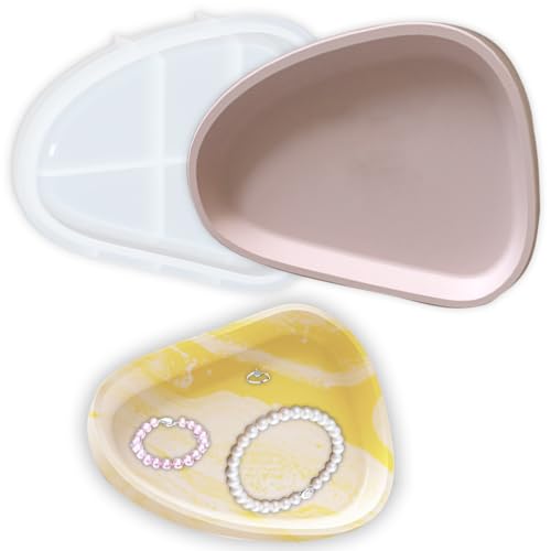 Silikonform Tablett Oval Dreieck Untersetzer Silikonform Tablett mit Rand Schmuck Teller Gießform Silikon Schale Formen DIY Kunstharz Untersetzer Epoxidharz Form Kerzenhalter Teller Gipsform Gießen von Tuxuzal