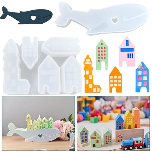 Silikonform Gießform Haus Silikonform Fisch mit Herz Silikon Häuser Gipsform Kerzenform zum Gießen Haus Seifenform Fisch Epoxidharz Formen Häuser Harzform Kerzen Gießform von Tuxuzal