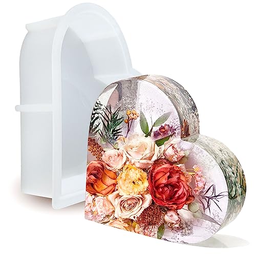 Silikonformen Herz Epoxidharz Liebe Herzform Silikon Gießform 3D Resin Epoxidharz Formen Herz Groß DIY Kristalle Harz Handwerk für Getrocknete Blumen Buchstützen Bilderrahmen Ornamente (Herzform) von Tuxuzal