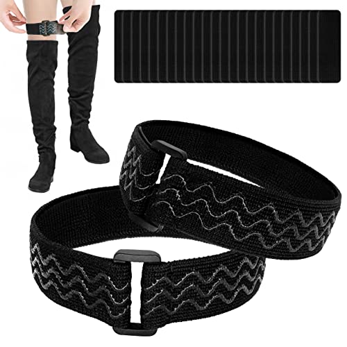 Stiefelriemen für Lange Stiefel Kniestiefelriemen Rutschfeste Riemen für Hohe Stiefel, Verstellbare Kniestiefelgurte Elastische Stiefelgurte mit 24 Stück Klebeband-Haken-Aufkleber für Absturzsicherung von Tuxuzal