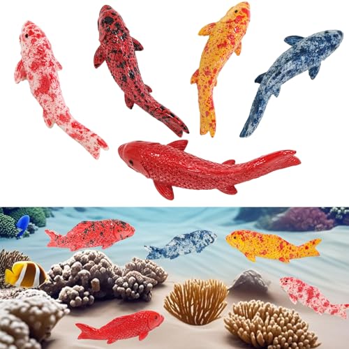 Tuxuzal 5 Stück Künstlicher Fisch Dekorationen Aquarium Zubehör Schwimmender Fisch Deko für Teich Aquarium Landschaftsbau Ornamente Harzfisch Schwimmender Fisch Landschaftsbau Handwerk von Tuxuzal