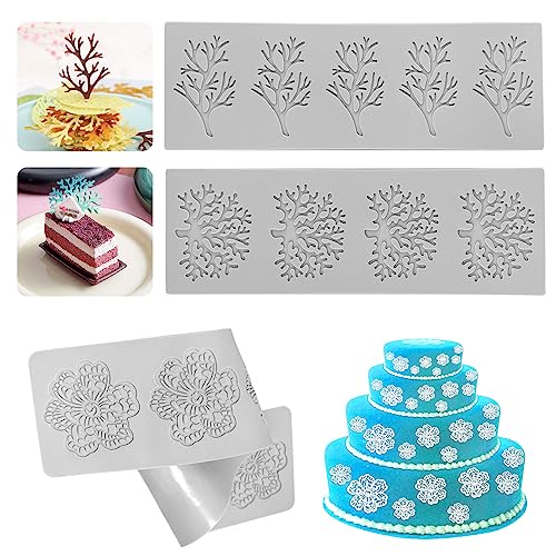 3 Stück Silikonform Blätter Silikon Spitze Kuchenform Prägung Matte Silikonform Kuchen Prägeformen Fondant Kuchen Dekoration Prägung Matte Fondant Spitze Form Prägematte für Schokolade Fondant von Tuxuzal