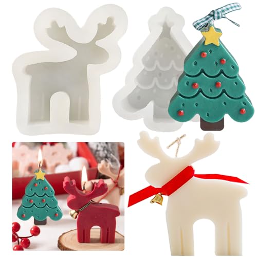 Kerzenform Zum Gießen - Weihnachtsbaum Silikonform, Elch 3D Kerzengießform, Seifenform für Kerzen, Seifen, Schokolade von Tuxuzal