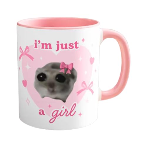 Tasse mit Aufschrift "Sad Hamster", Keramiktasse mit Aufschrift "I'm Just A Girl", 350 ml Keramiktasse mit Fliege, Trauriger Hamster-Design, einzigartige lustige Tasse, die jeden zum Lachen bringt, Tasse mit Aufschrift "Sad Hamster", Keramiktasse mit Aufschrift "I'm Just A Girl", 350 ml Keramiktasse mit Fliege, Trauriger Hamster-Design, einzigartige lustige Tasse, die jeden zum Lachen bringt, von Tuxxjzm