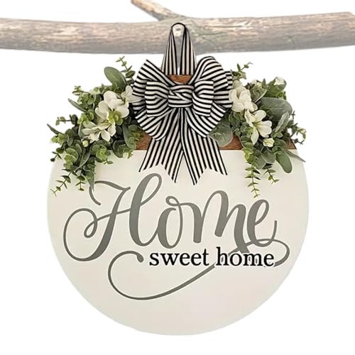 Tuxxjzm Home Sweet Home Schild, Home Sweet Home Wanddekoration - Frühlings-Willkommensschild,30 cm runder Holzbehang mit Schild, Frühlings-Türdekorationskranz, Sommer-Frühlingskranz für Tuxxjzm Home Sweet Home Schild, Home Sweet Home Wanddekoration - Frühlings-Willkommensschild,30 cm runder Holzbehang mit Schild, Frühlings-Türdekorationskranz, Sommer-Frühlingskranz für von Tuxxjzm