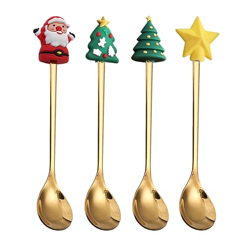 Tuxxjzm Weihnachtskaffeelöffel-Set, Weihnachtslöffel, Besteck, Kaffeelöffel, Edelstahl, glatt und robust, Set mit Löffeln von Tuxxjzm