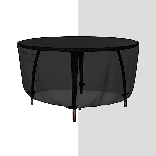 Tuyeho Abdeckung für Terrassenmöbel aus strapazierfähigem Oxford-Gewebe, wasserdicht, UV-beständig, reißfest, 157,5 cm Durchmesser x 71,1 cm Höhe, Schwarz Tuyeho Abdeckung für Terrassenmöbel aus strapazierfähigem Oxford-Gewebe, wasserdicht, UV-beständig, reißfest, 157,5 cm Durchmesser x 71,1 cm Höhe, Schwarz von Tuyeho