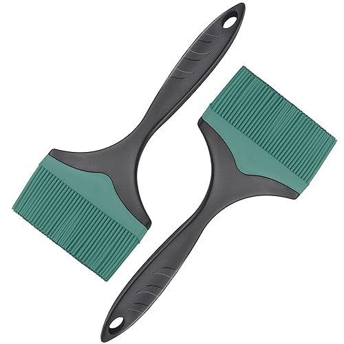 Großer Silikon-Grillpinsel – 10 cm extra breiter Silikon-Backpinsel zum Grillen, hitzebeständige Pinsel, verteilt Öl, Buttersoße zum Kochen, Backen, Grillen, spülmaschinenfest (grün 2) von Tuyotue