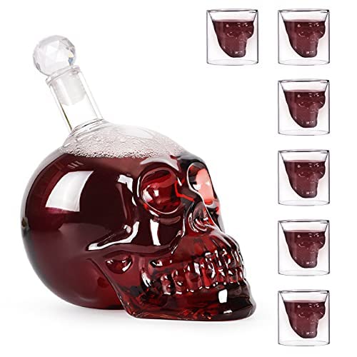 Totenkopf Gläser, 350/550ml, Whisky Gläser, Totenkopf Gläser, Totenkopf Gläser Dekoration, Set (7stück(550ml+75ml*6)) von Tuzsocr