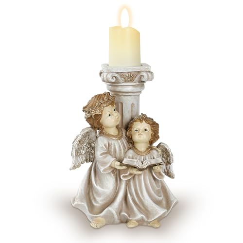Tuzsocr Betende Engelsfigur,Engel Figuren LED-Licht, Harz Beleuchteter Engelsstatue,Weihnachtsengel Kerzenständer mit Flügel,Deko für Außen und Innen,Zuhause,Hochzeit,Weihnachten,Grabschmuck (Stil 1) von Tuzsocr