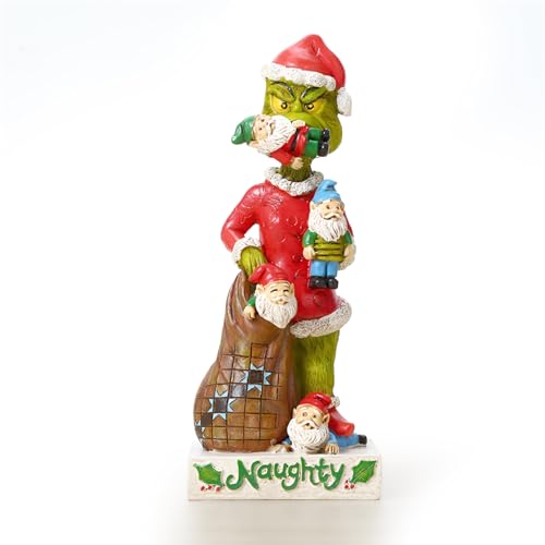 Tuzsocr Grinch Weihnachtsdekorationen, Harz Grinch Esszwerge Statue, Grinch Monster frisst Zwerge Ornament, Lustige Grün Grinch Xmas Decor für Halloween, Zuhause, Urlaub, Partei, Patio, Rasen von Tuzsocr