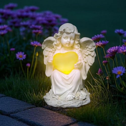 Tuzsocr Solar Engel Gartenstatuen,Schutzengel-Figur mit Liebe-LED-Licht,Trauernd Grabengel für Draußen Grab,Wetterfest Grablichter für Friedhof,Engel Skulptur für Rasen,Terrasse,Fensterbank (Stil 1) Tuzsocr Solar Engel Gartenstatuen,Schutzengel-Figur mit Liebe-LED-Licht,Trauernd Grabengel für Draußen Grab,Wetterfest Grablichter für Friedhof,Engel Skulptur für Rasen,Terrasse,Fensterbank (Stil 1) von Tuzsocr