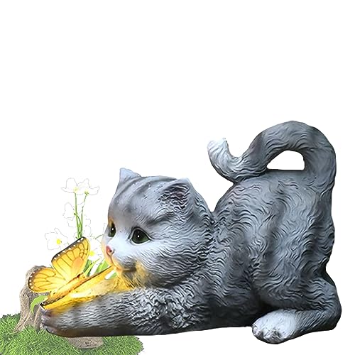 Tuzsocr Katzen Deko Gartenfiguren mit Schmetterlinge LED Solarlampen, Wetterfest Solar-Katzenstatue für Draußen, Lustig Katze Geschenke für Frauen Mama, Katzen Figuren für Balkon Rasen Garten (Stil 1) Tuzsocr Katzen Deko Gartenfiguren mit Schmetterlinge LED Solarlampen, Wetterfest Solar-Katzenstatue für Draußen, Lustig Katze Geschenke für Frauen Mama, Katzen Figuren für Balkon Rasen Garten (Stil 1) von Tuzsocr