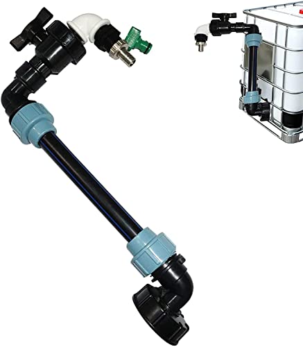 Tuzsocr Tank 1000L Tankarmaturen | IBC Tankarmaturen IBC Schwanenhals Auslasshahn IBC Tank Container Adapter IBC 3/4 Zoll, Doppelhahn, Regenwasser, Tankadapter (3/4" Höher) von Tuzsocr